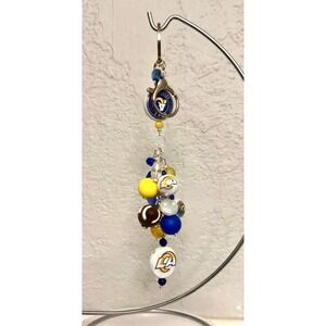 Los Angeles Rams Inspired Beaded Keychain – Handmade Blue & Gold Charm